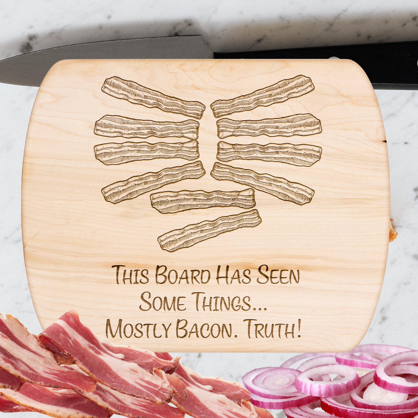 Funny Camping Cutting Board This Board Has Seen Some Things Mostly Bacon