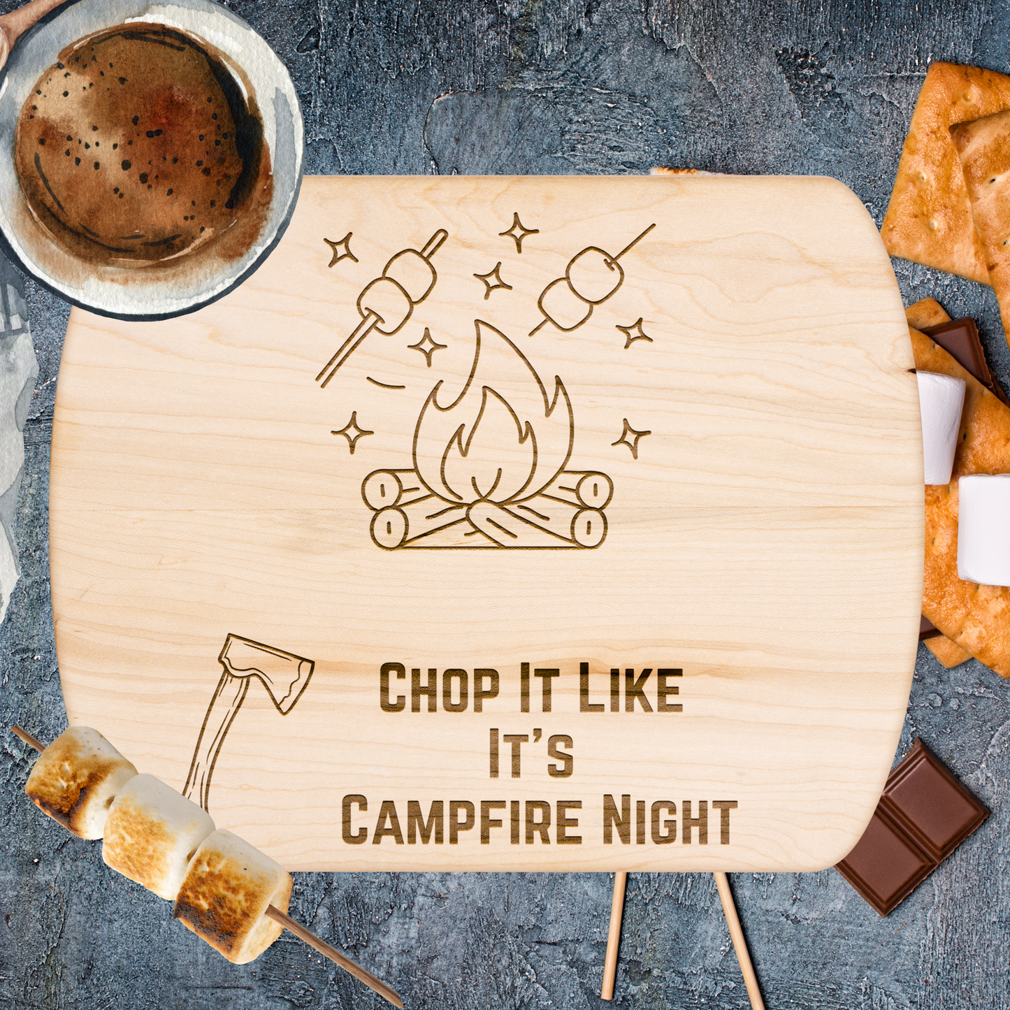 Funny Camping Cutting Board  Chop It Like It's Campfire Night