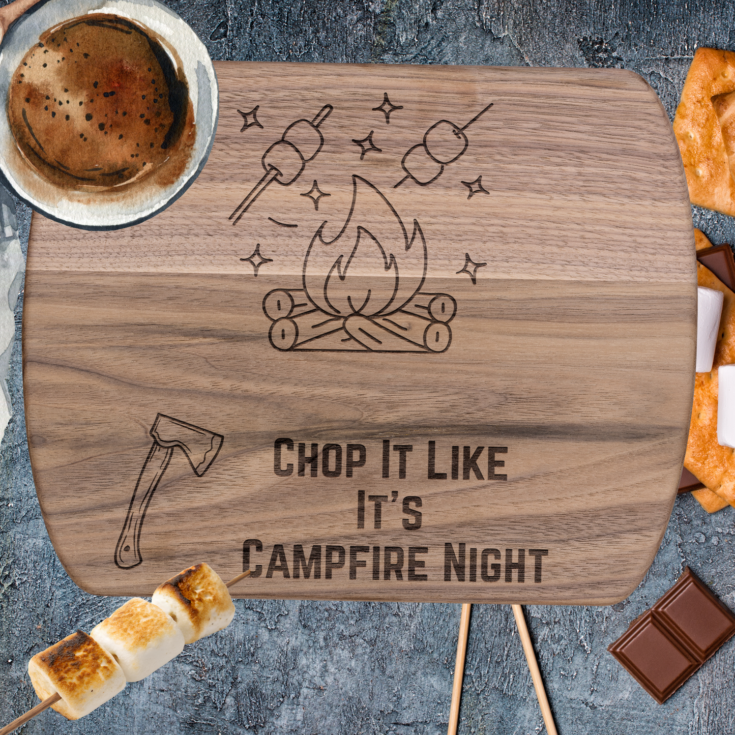 Funny Camping Cutting Board  Chop It Like It's Campfire Night