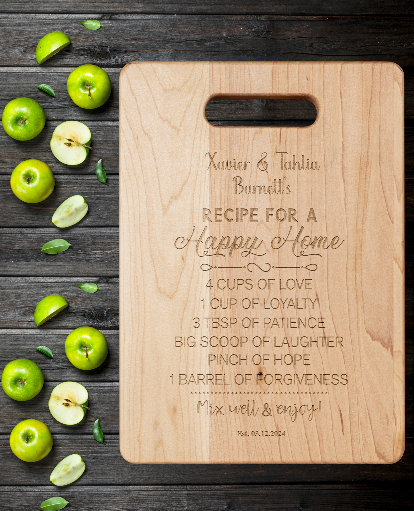 Personalized Recipe For A Happy Home Maple Cutting Board