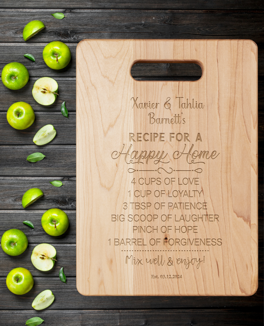 Personalized Recipe For A Happy Home Maple Cutting Board