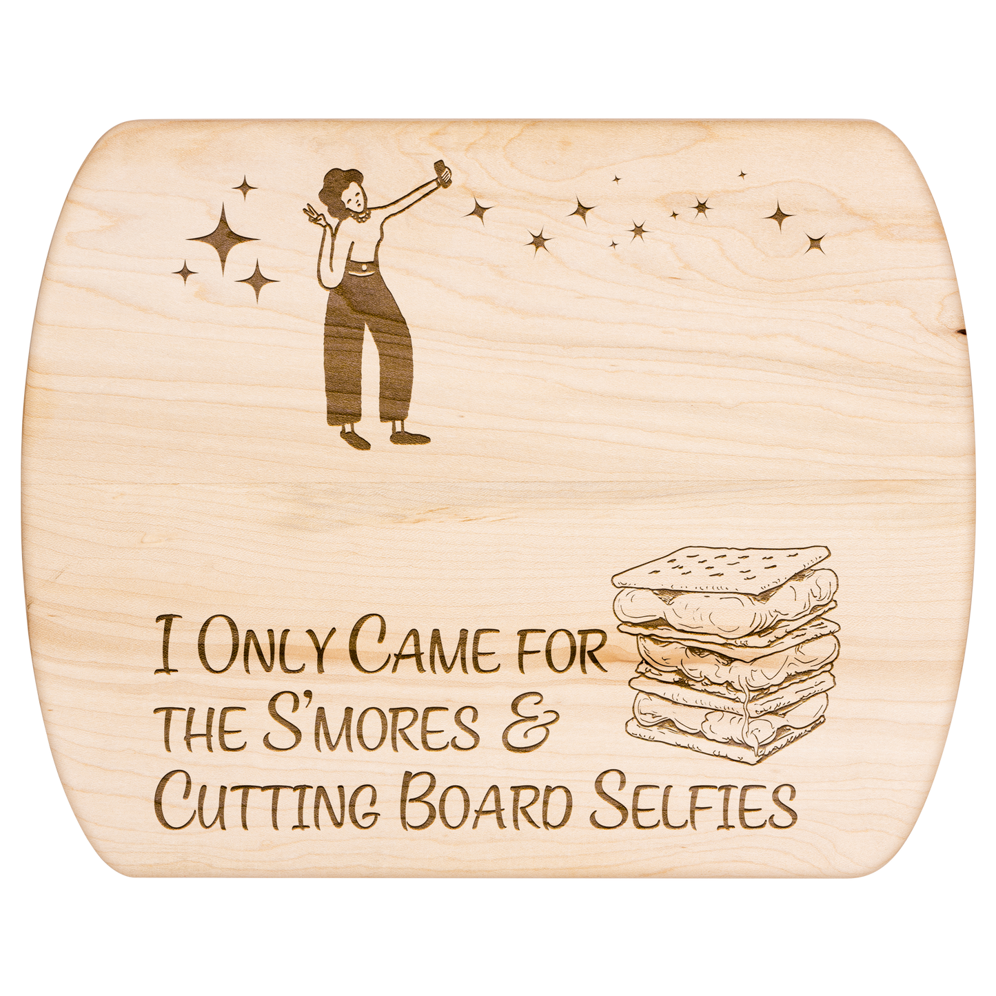 Unique Funny Camping Cutting Board Smores And Selfies