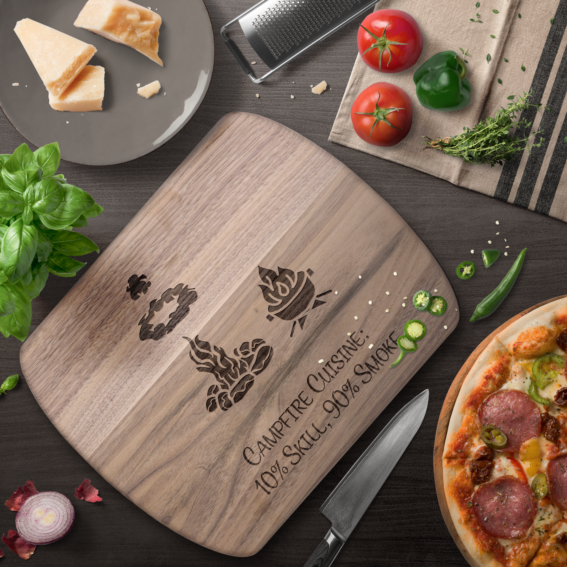 Unique_Camping_Cutting_Board_Campfire_Cu_Dark_Rounded_H_Lifestyle_Mockup.png