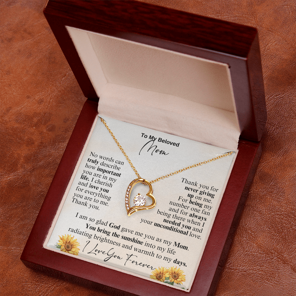 My Beloved Mom Forever Love Necklace Gift for Mother's Day, Birthday or Just To Say I Love You