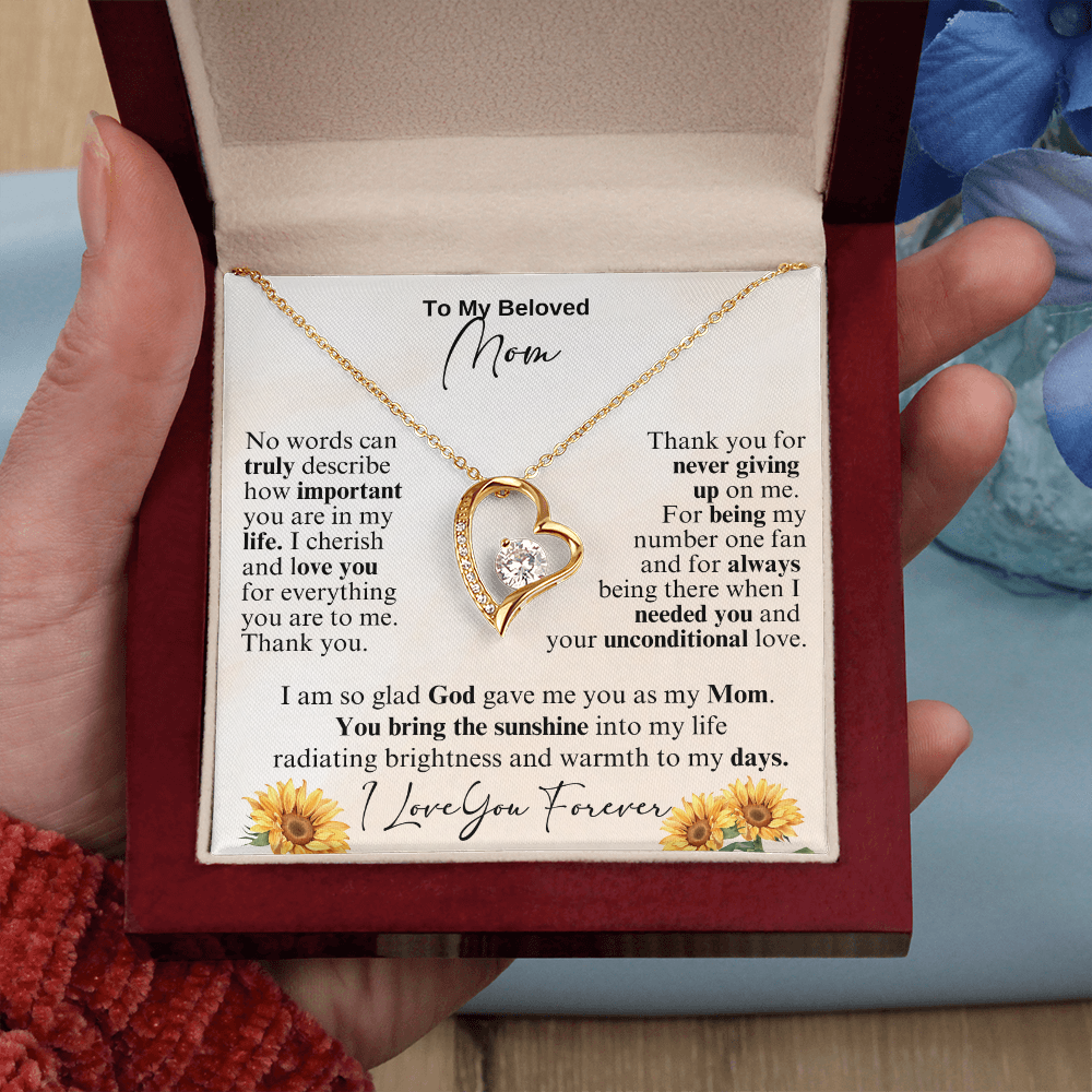 My Beloved Mom Forever Love Necklace Gift for Mother's Day, Birthday or Just To Say I Love You