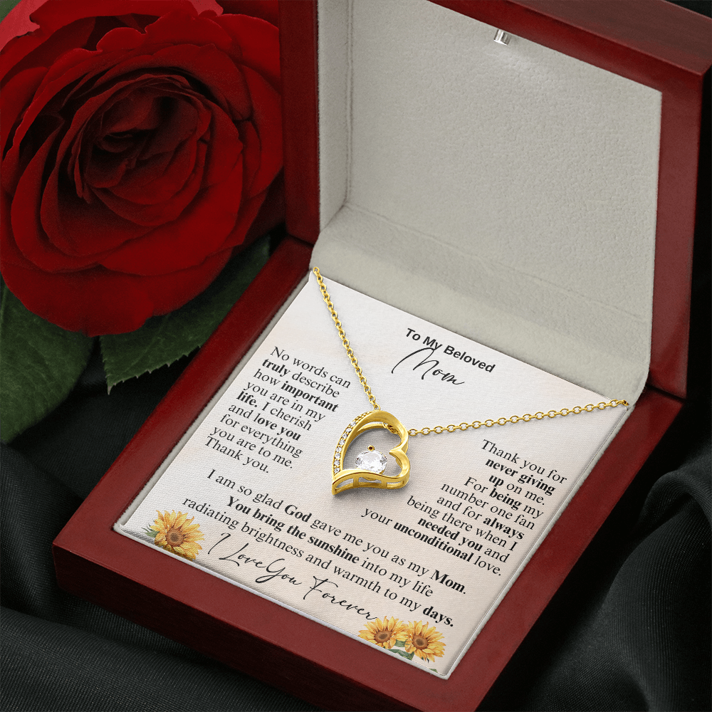 My Beloved Mom Forever Love Necklace Gift for Mother's Day, Birthday or Just To Say I Love You
