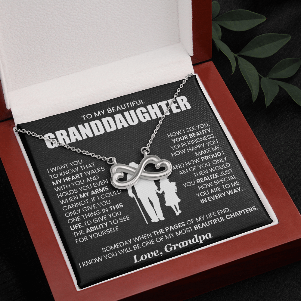 Granddaughter From Grandpa My Heart Walks With You Endless Love Necklace