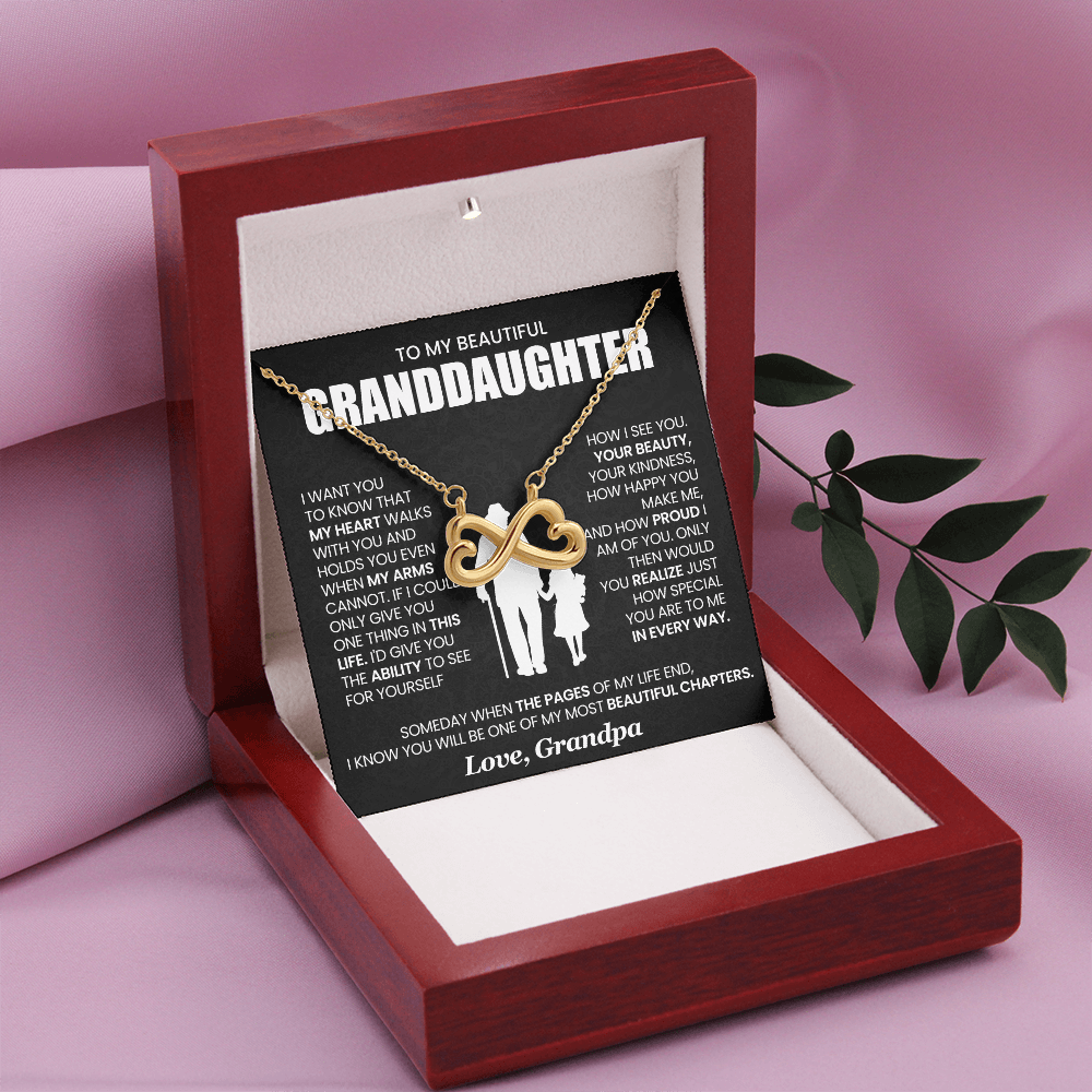 Granddaughter From Grandpa My Heart Walks With You Endless Love Necklace