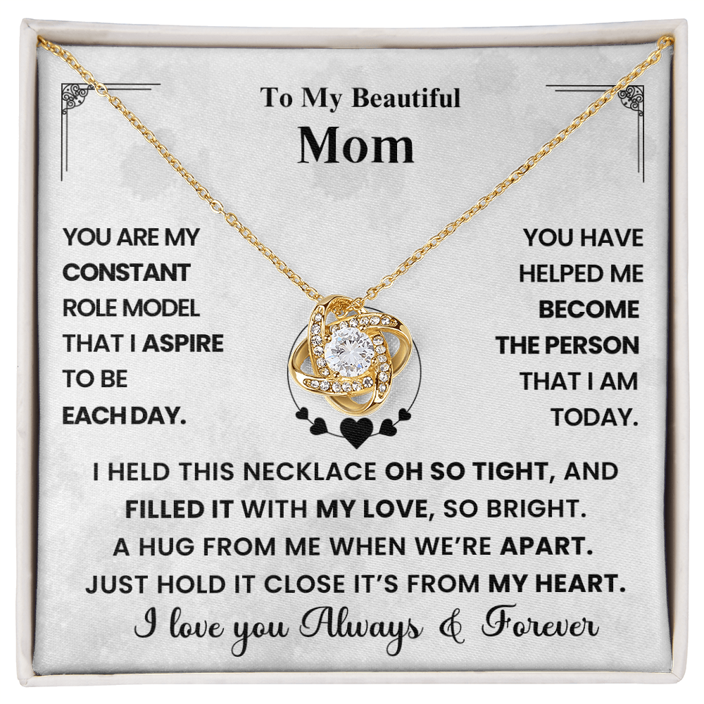 Mom Love Knot Necklace A Hug From Me When We're Apart From My Heart