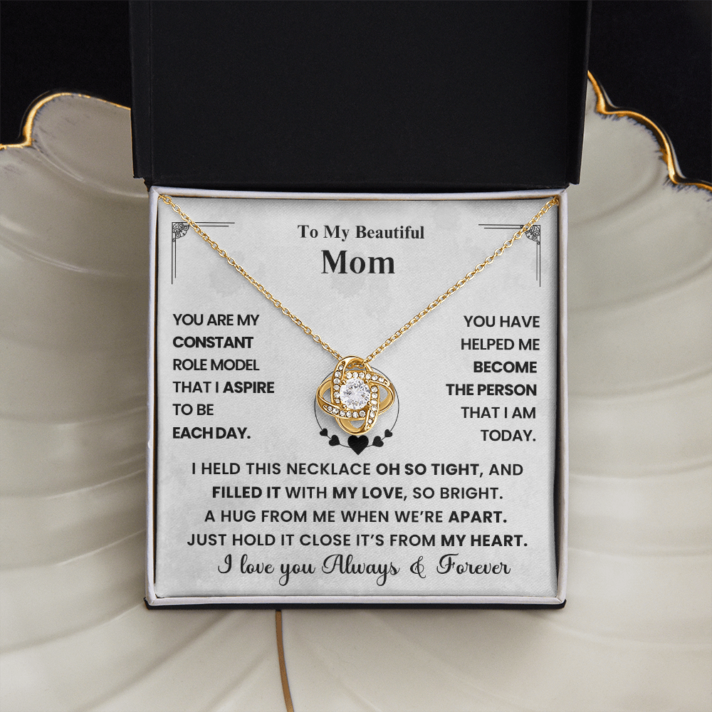 Mom Love Knot Necklace A Hug From Me When We're Apart From My Heart