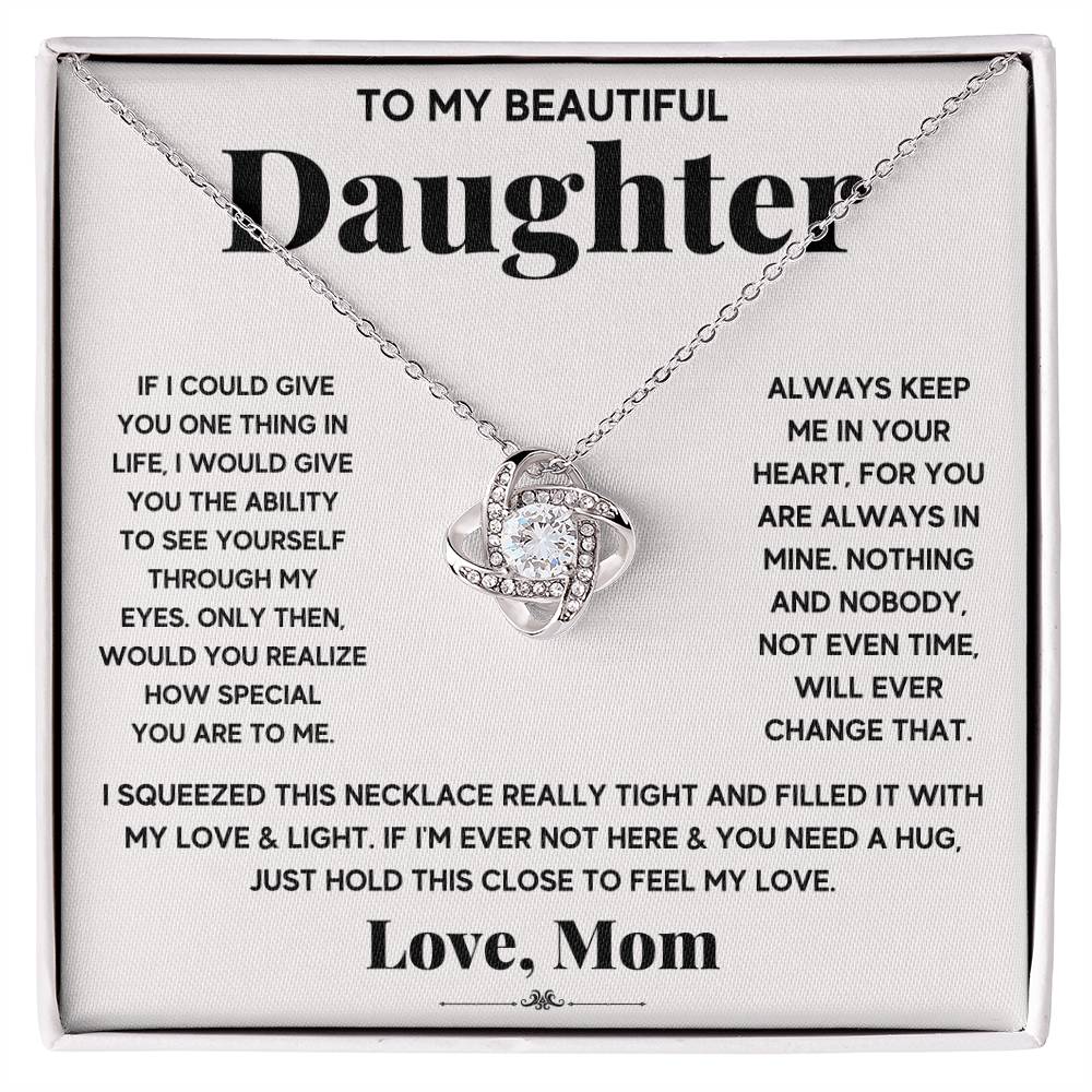 To My Beautiful Daughter Necklace, Just Hold This To Feel My Love