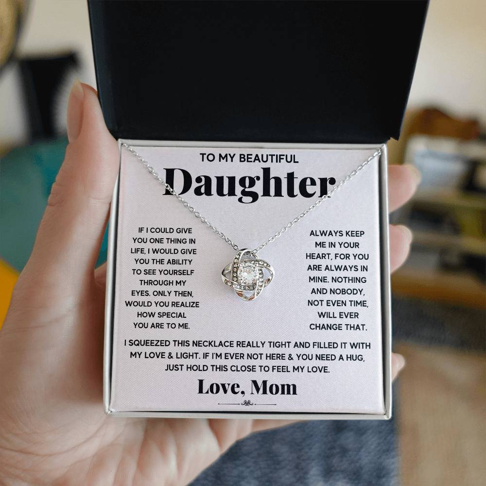 To My Beautiful Daughter Necklace, Just Hold This To Feel My Love