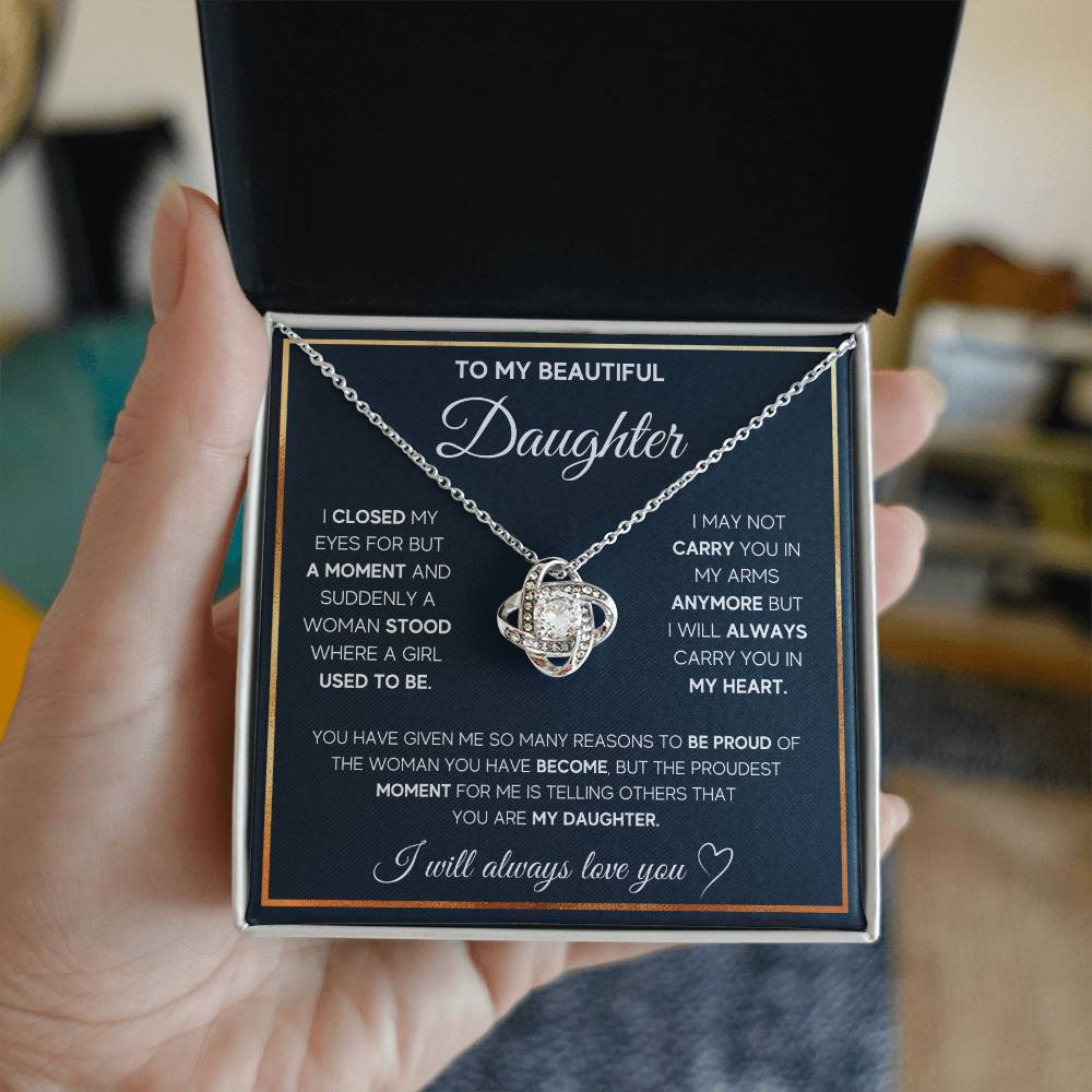 To My Daughter Necklace, I Will Always Carry You In My Heart