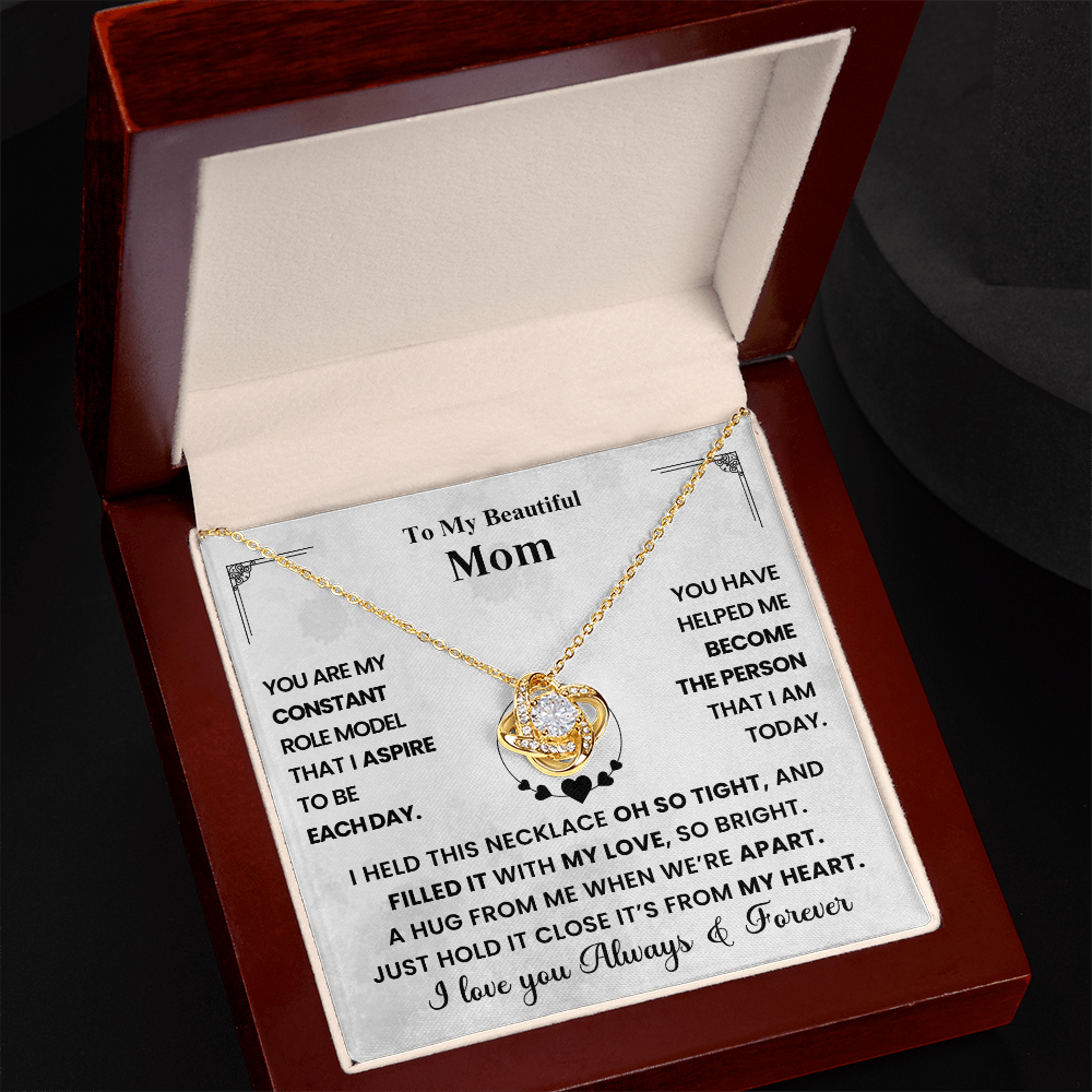 Mom Love Knot Necklace A Hug From Me When We're Apart From My Heart