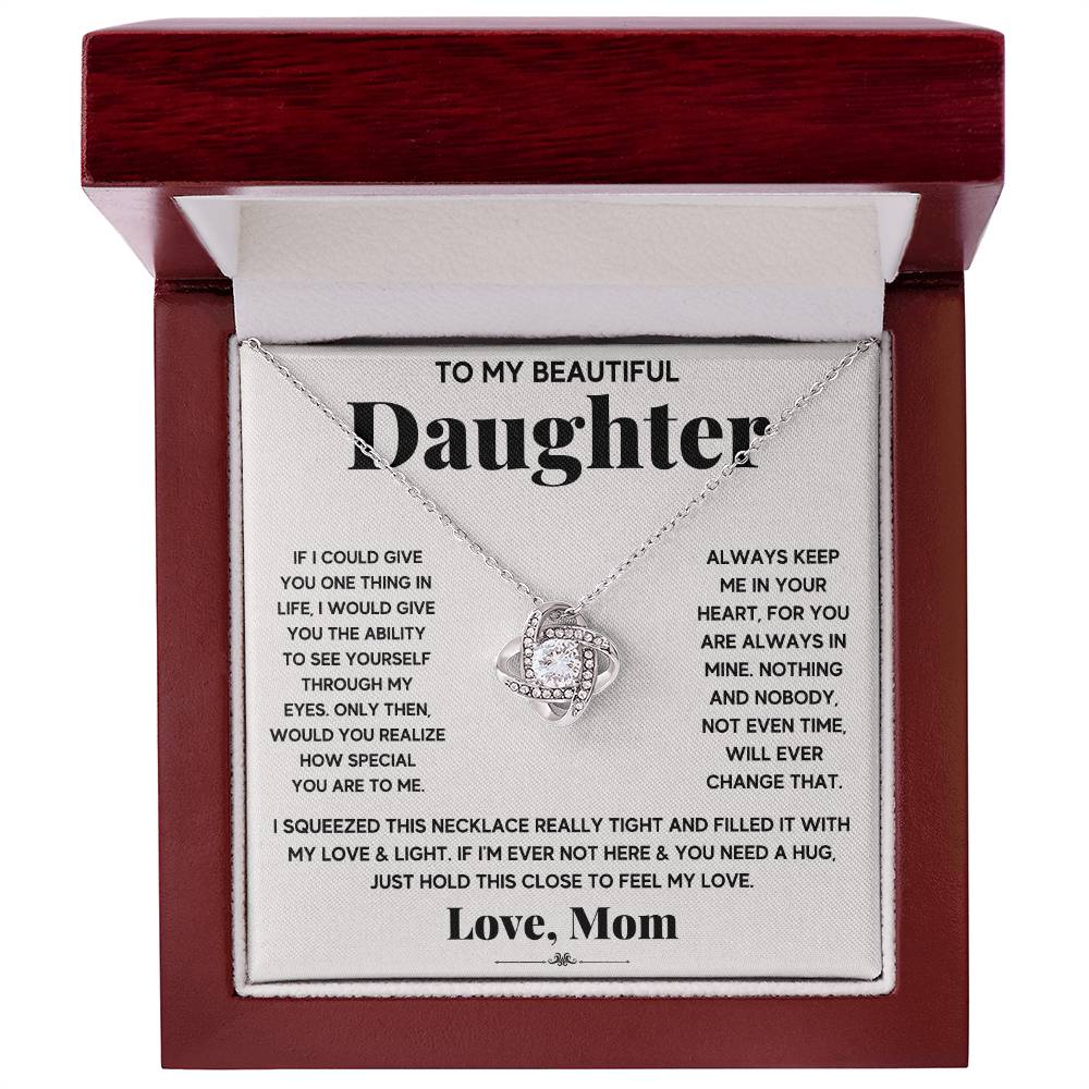 To My Beautiful Daughter Necklace, Just Hold This To Feel My Love