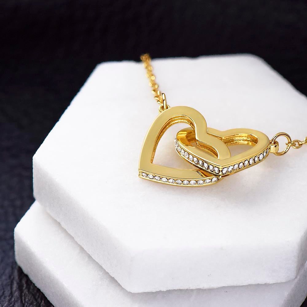 Mother & Daughter Forever Linked Together For Life Interlocking Hearts Pendant