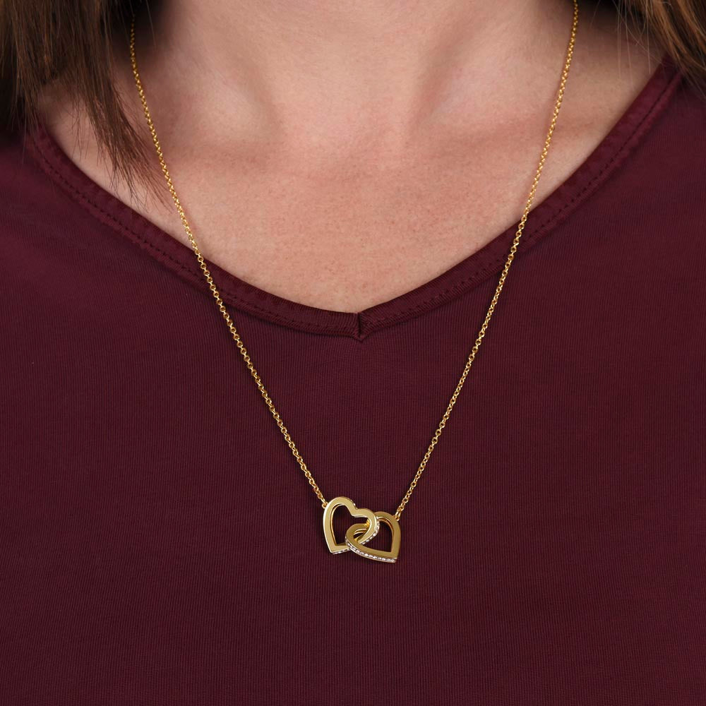 Mother & Daughter Forever Linked Together For Life Interlocking Hearts Pendant