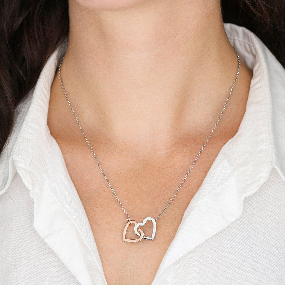 Mother & Daughter Forever Linked Together For Life Interlocking Hearts Pendant