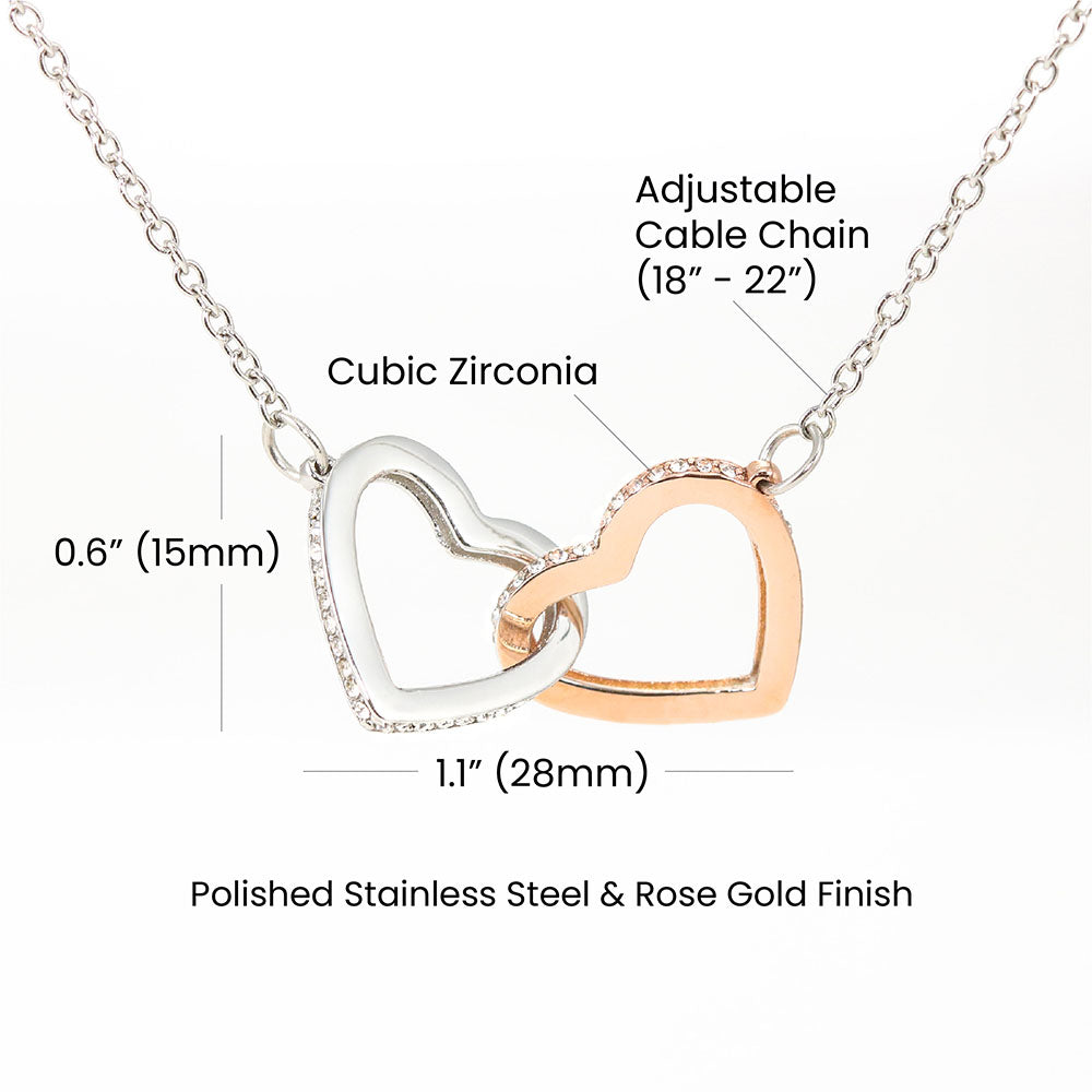 Mother & Daughter Forever Linked Together For Life Interlocking Hearts Pendant