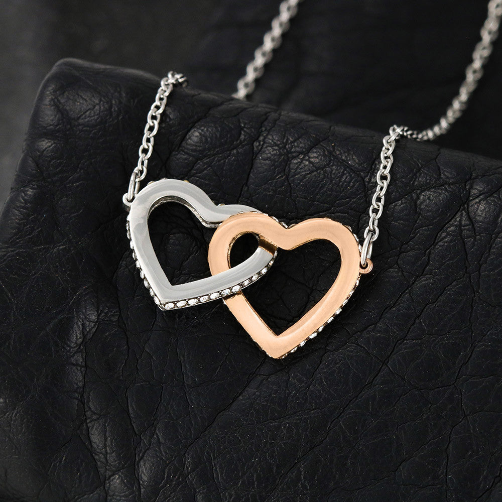 Mother & Daughter Forever Linked Together For Life Interlocking Hearts Pendant
