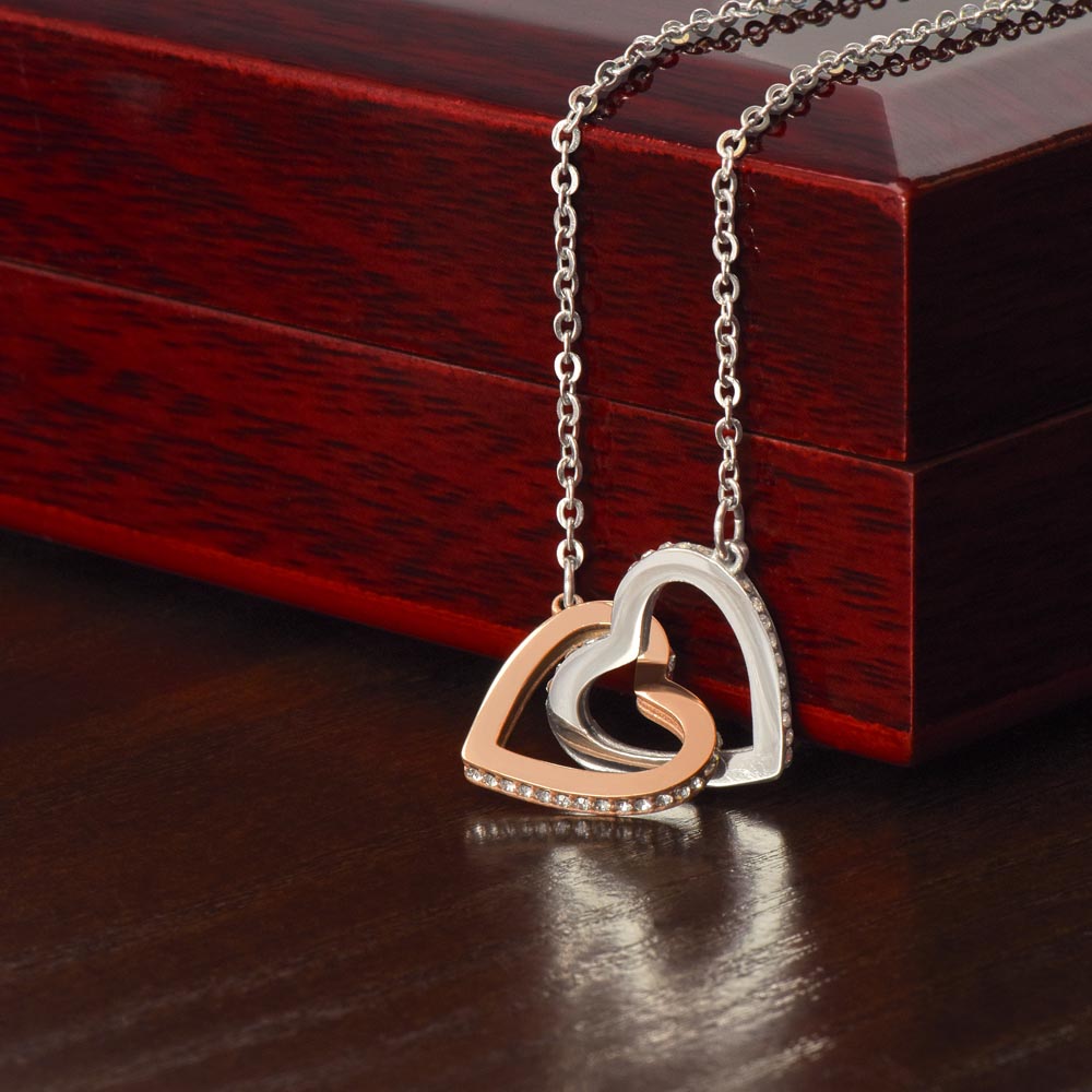 Mother & Daughter Forever Linked Together For Life Interlocking Hearts Pendant