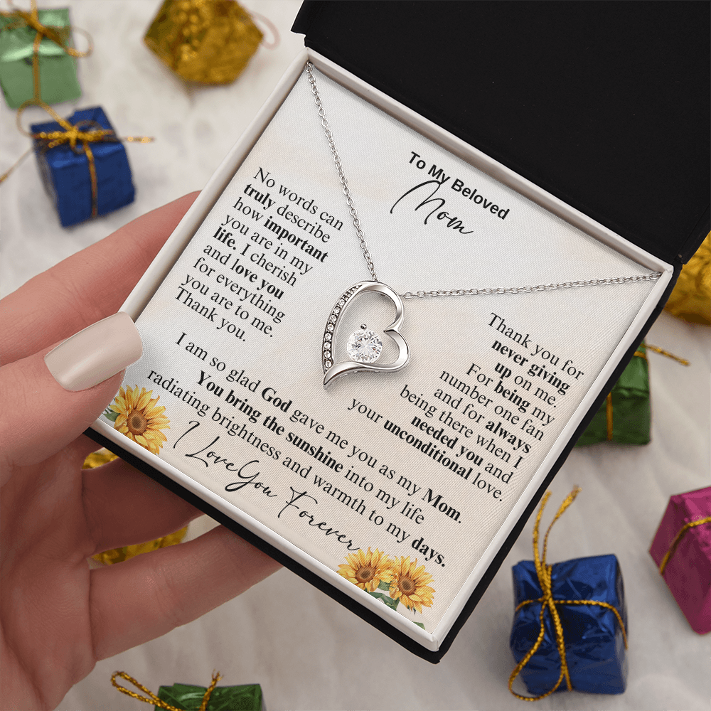 My Beloved Mom Forever Love Necklace Gift for Mother's Day, Birthday or Just To Say I Love You