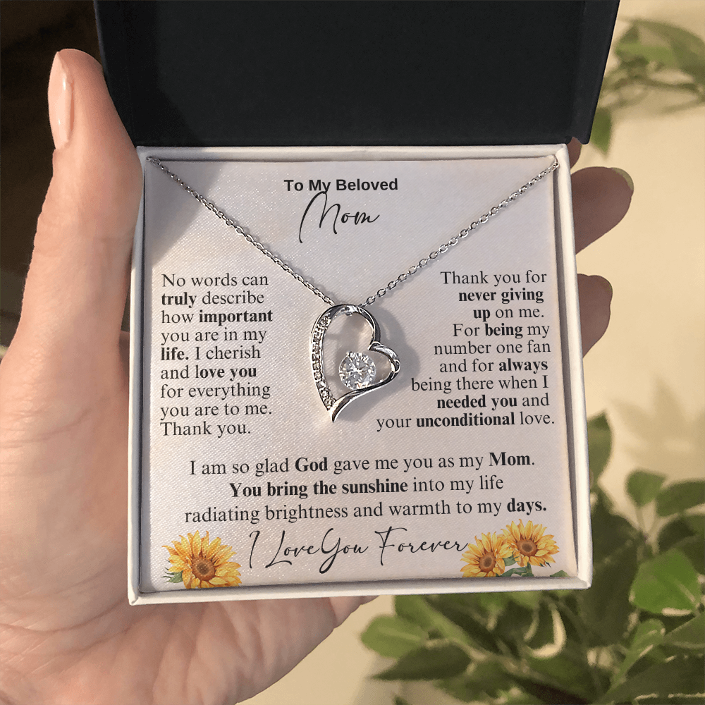My Beloved Mom Forever Love Necklace Gift for Mother's Day, Birthday or Just To Say I Love You