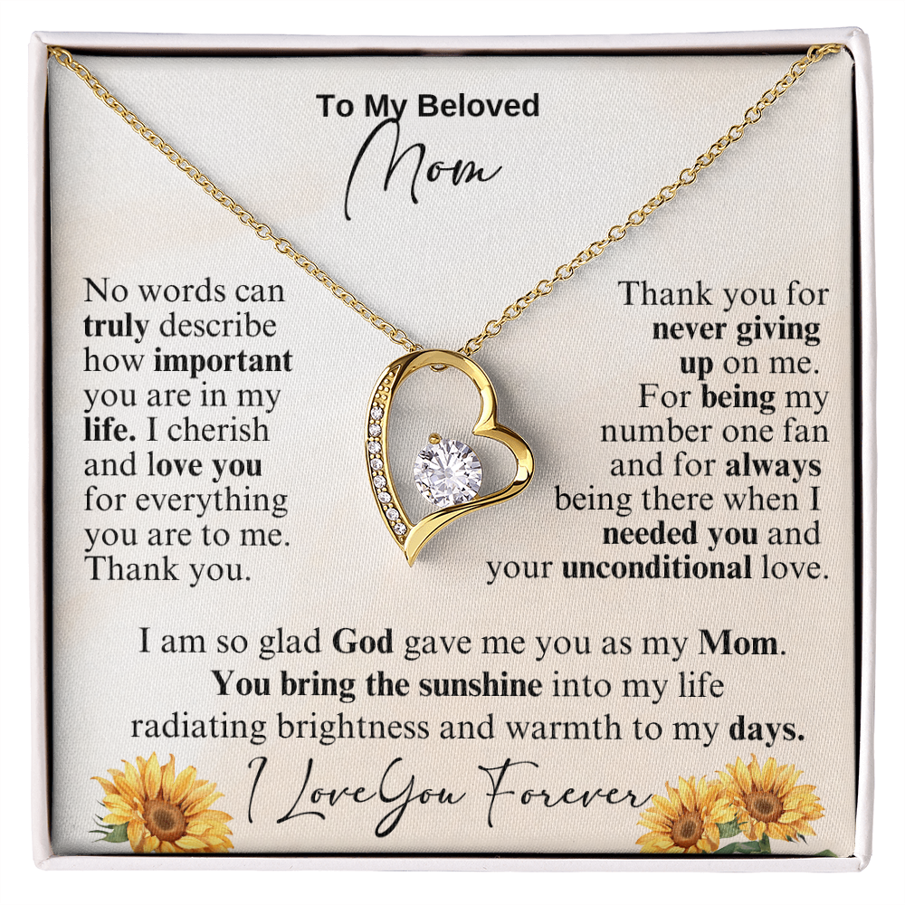 My Beloved Mom Forever Love Necklace Gift for Mother's Day, Birthday or Just To Say I Love You