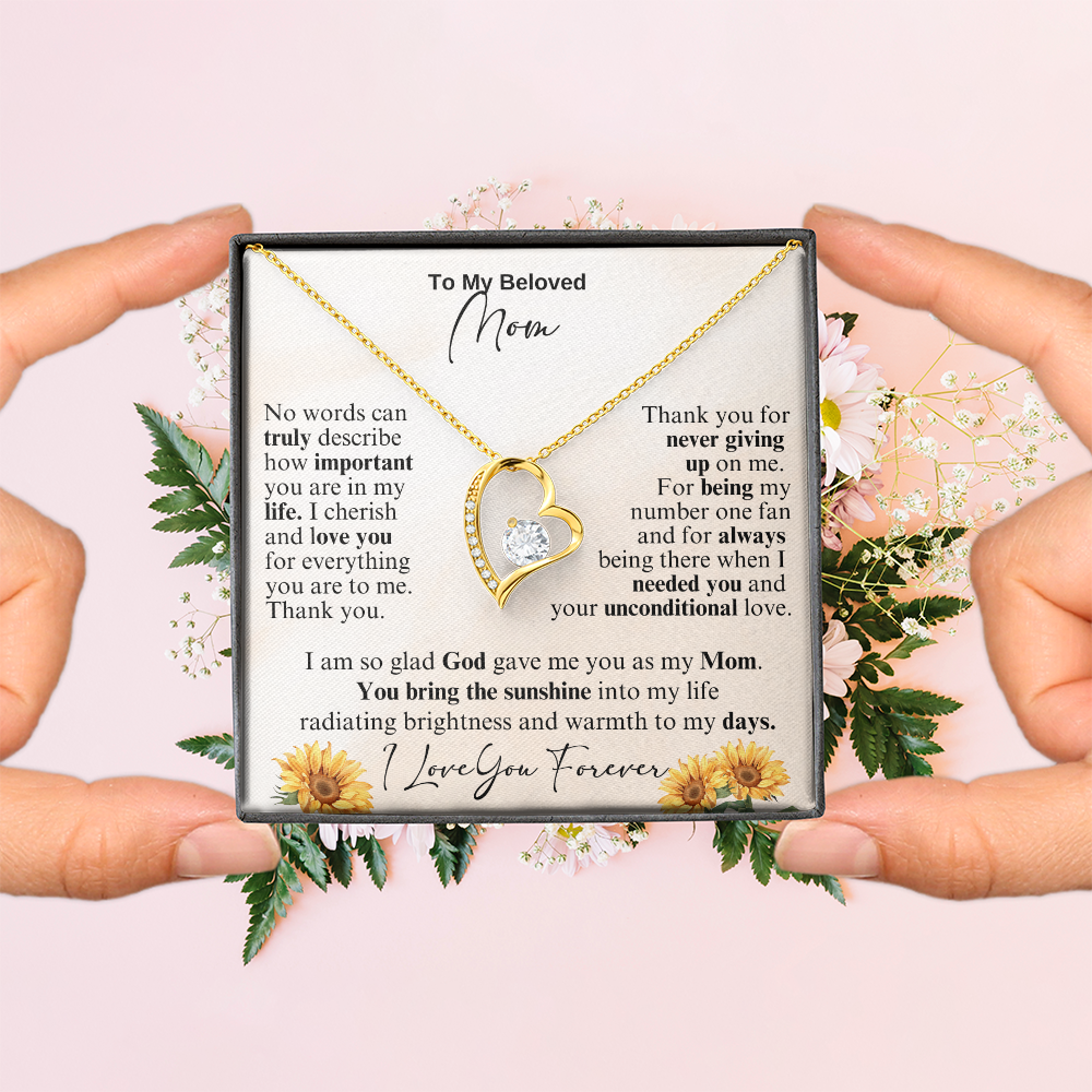 My Beloved Mom Forever Love Necklace Gift for Mother's Day, Birthday or Just To Say I Love You
