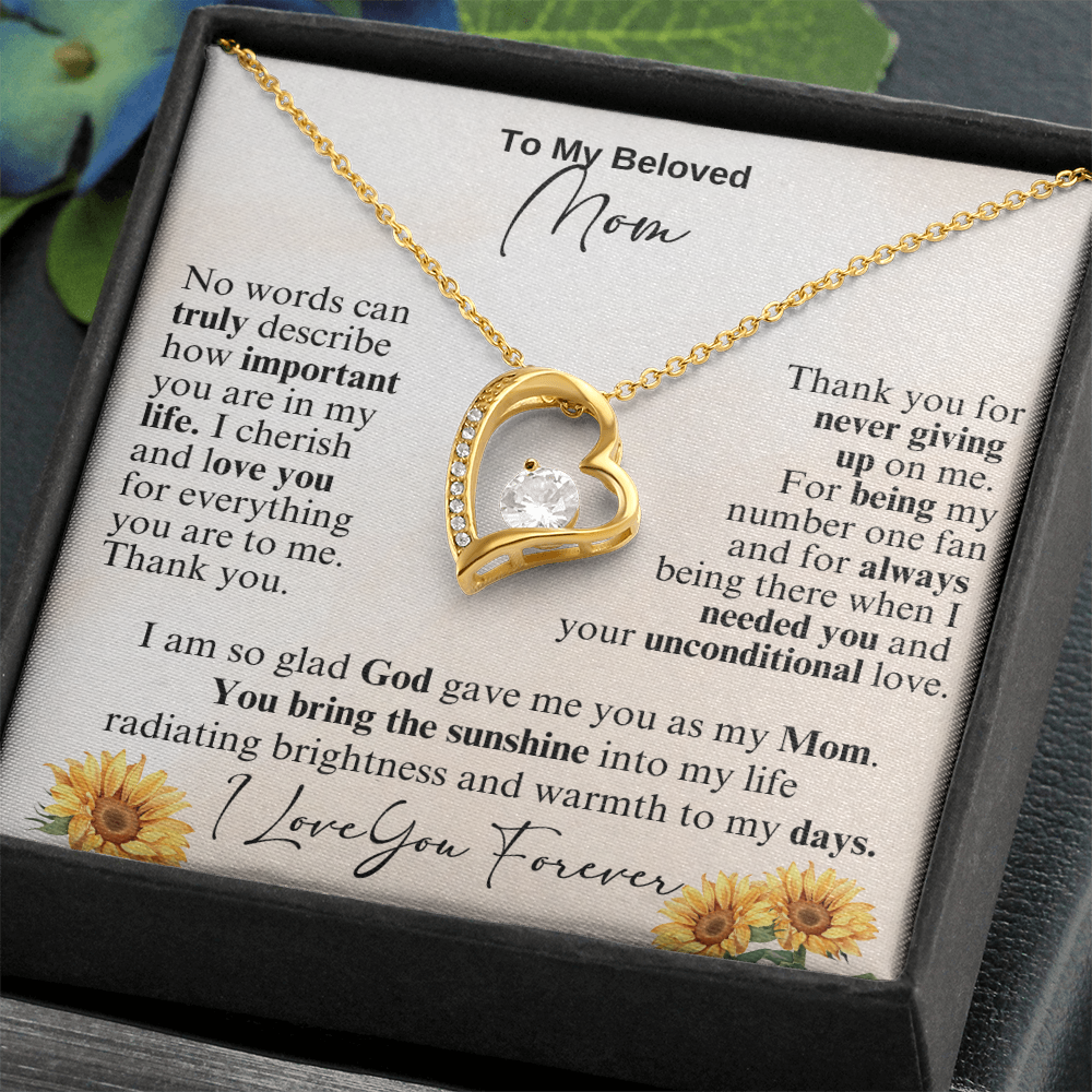 My Beloved Mom Forever Love Necklace Gift for Mother's Day, Birthday or Just To Say I Love You