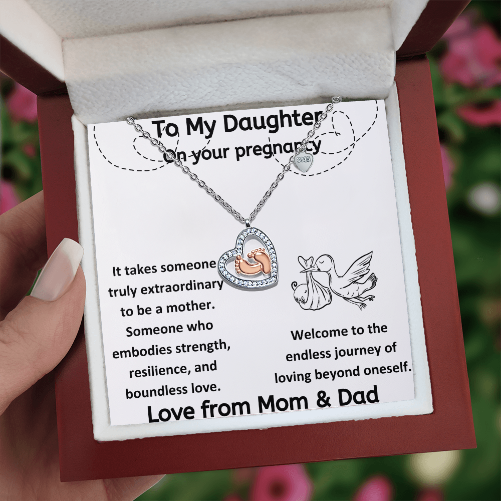 It Takes Someone Truly Extraordinary To Be A Mother Daughter From Parents  Baby Feet Heart Necklace