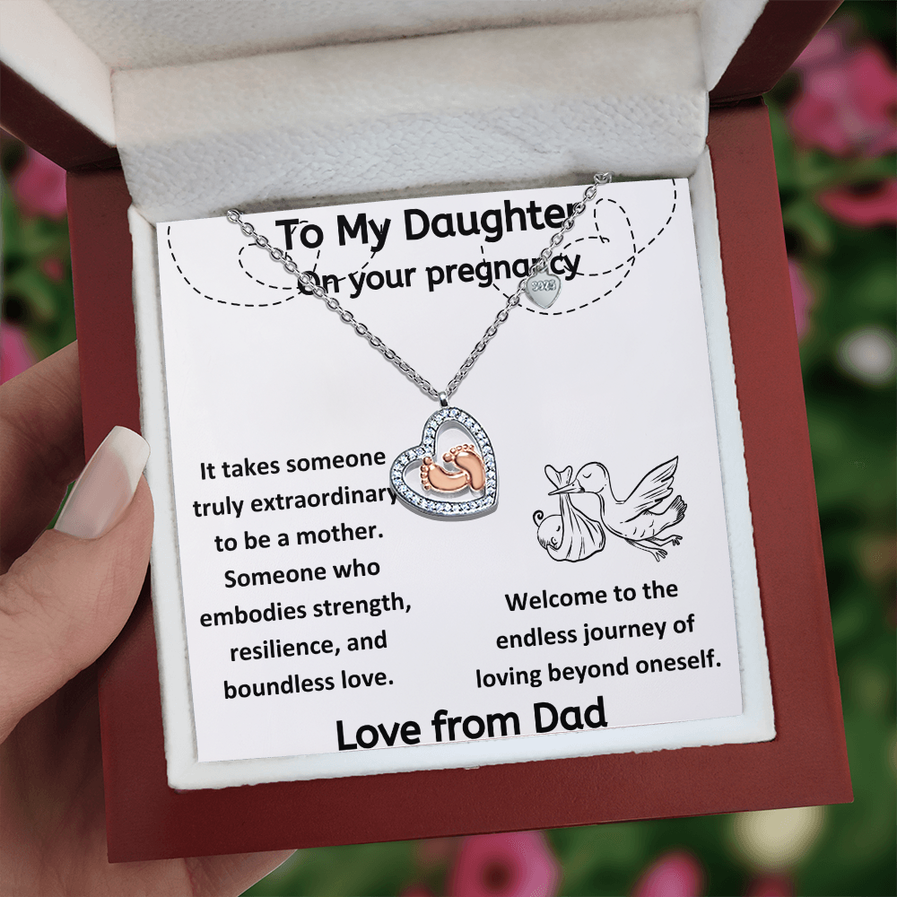 It Takes Someone Truly Extraordinary To Be A Mother Daughter from Dad  Baby Feet Heart Necklace