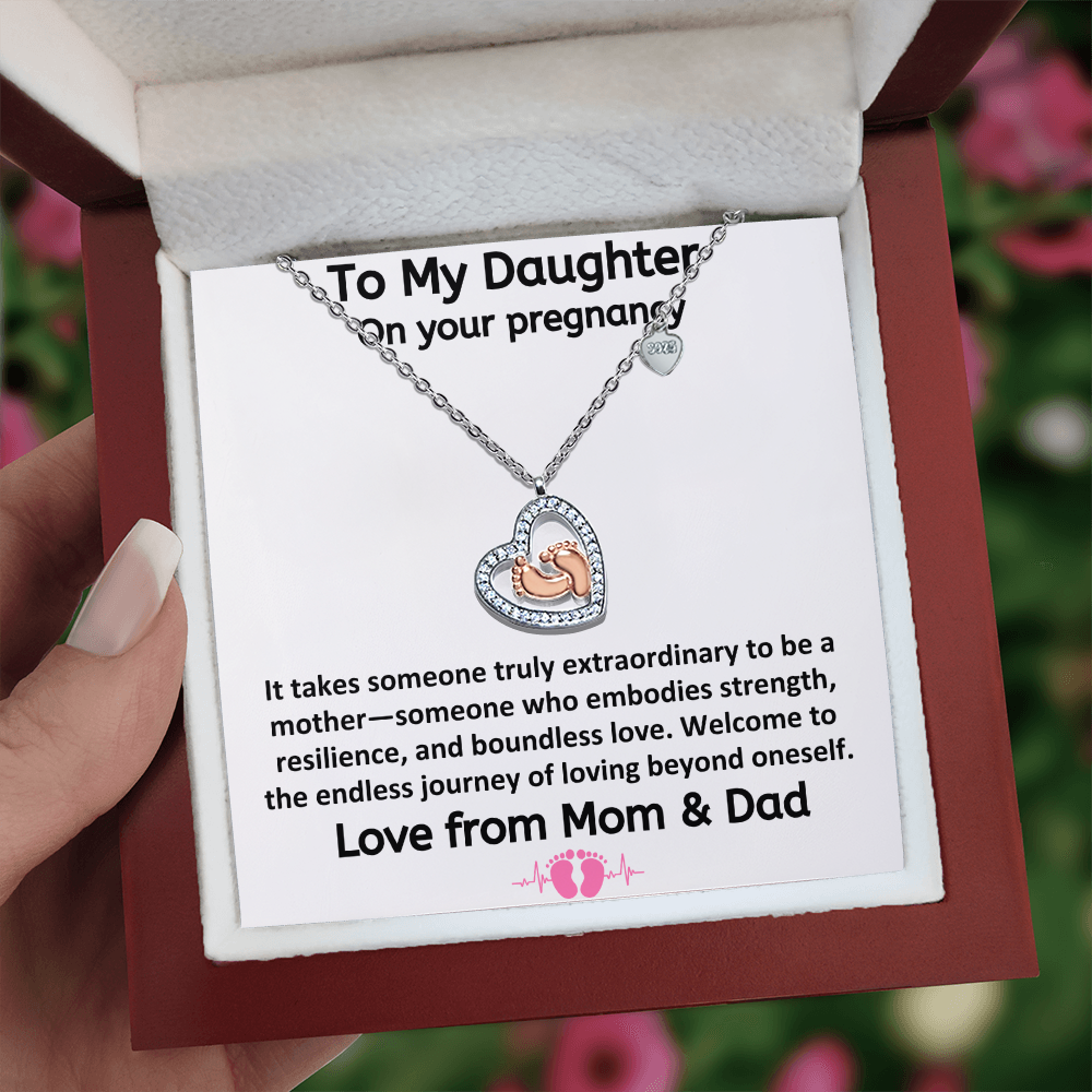 Daughter It Takes Someone Truly Extraordinary To Be A Mother Baby Feet Heart Necklace From Parents