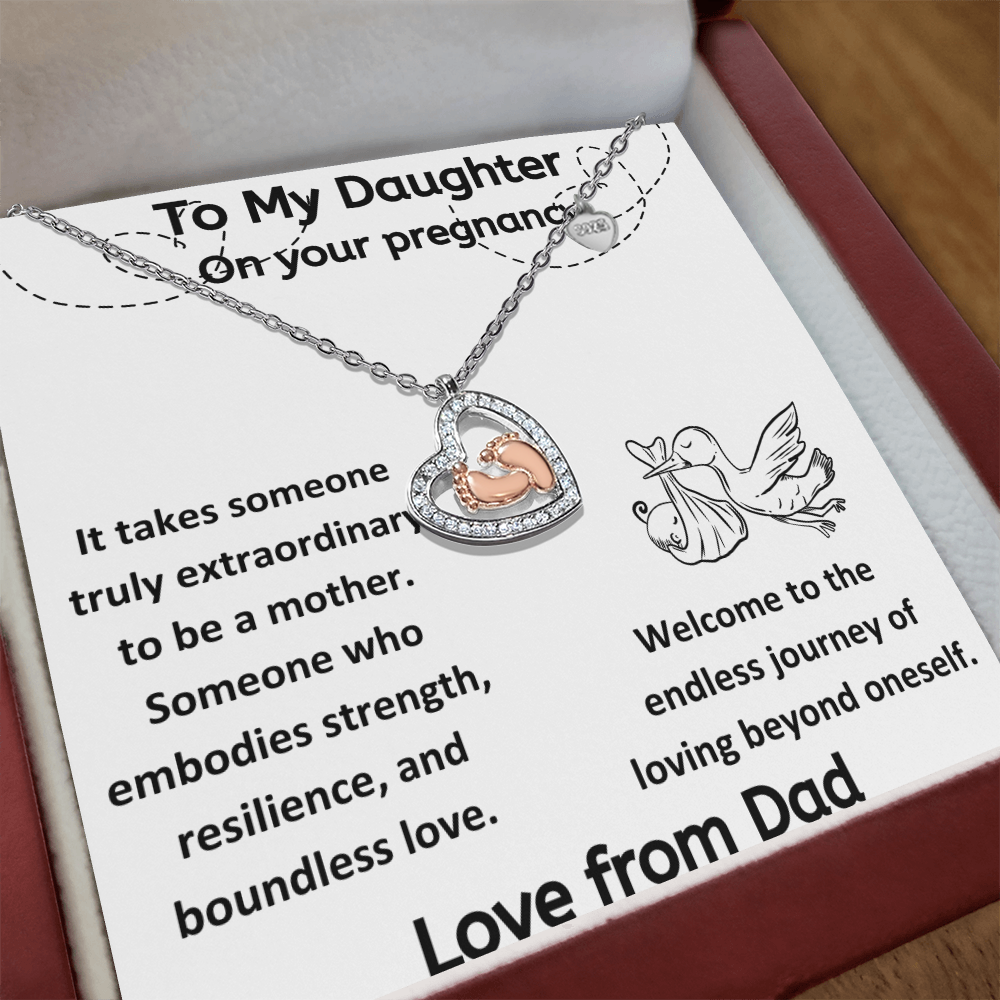 It Takes Someone Truly Extraordinary To Be A Mother Daughter from Dad  Baby Feet Heart Necklace