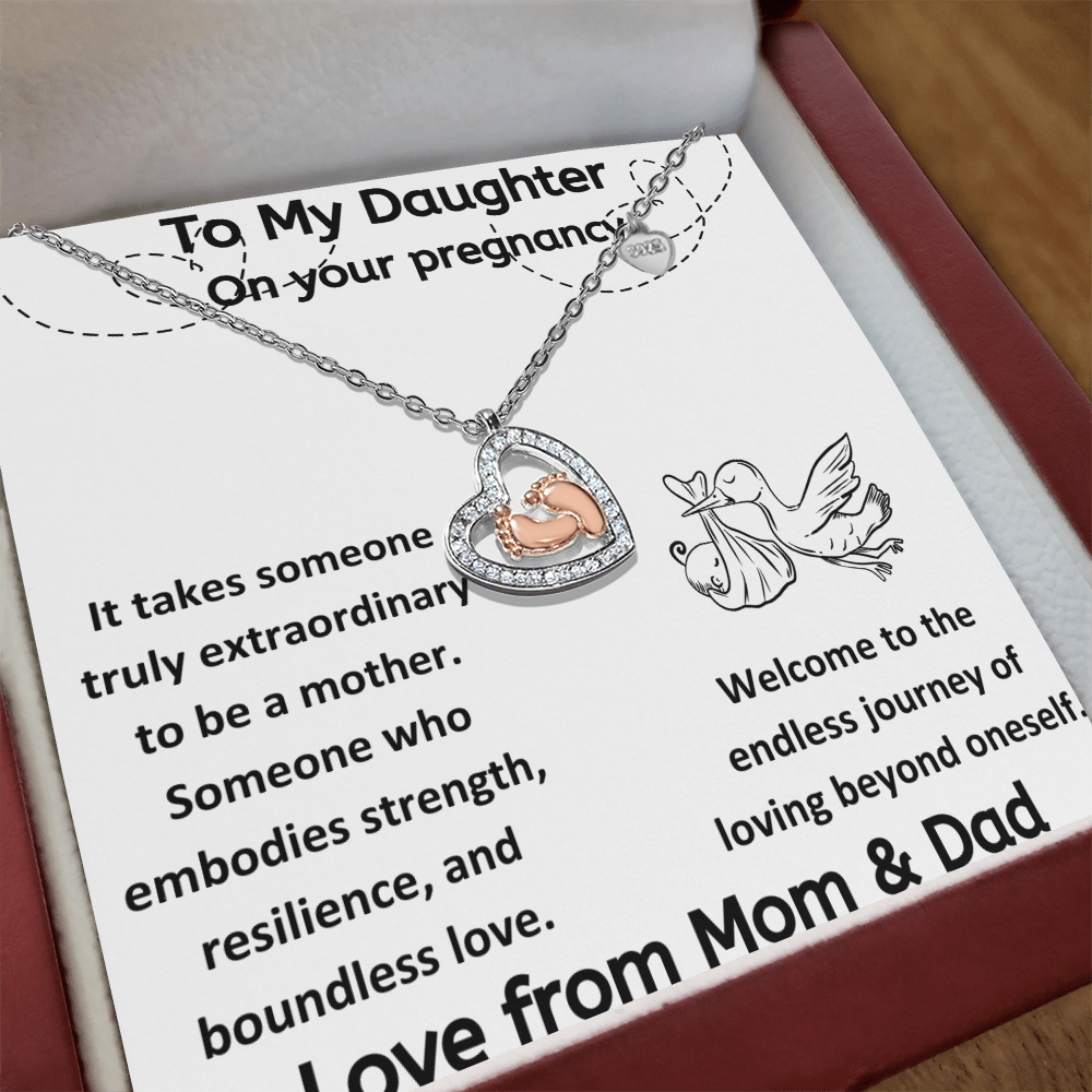 It Takes Someone Truly Extraordinary To Be A Mother Daughter From Parents  Baby Feet Heart Necklace