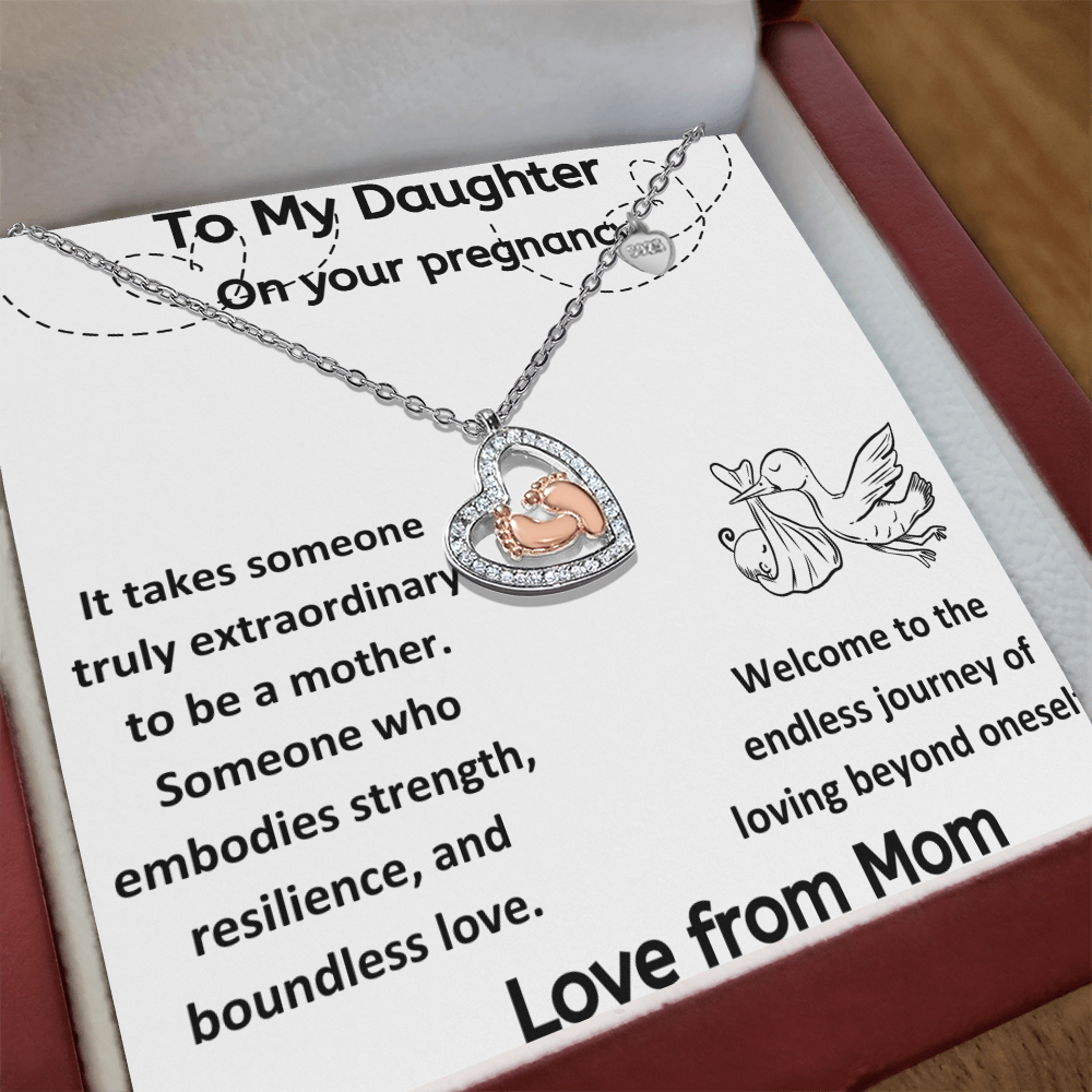 It Takes Someone Truly Extraordinary To Be A Mother Daughter from Mom Baby Feet Heart Necklace