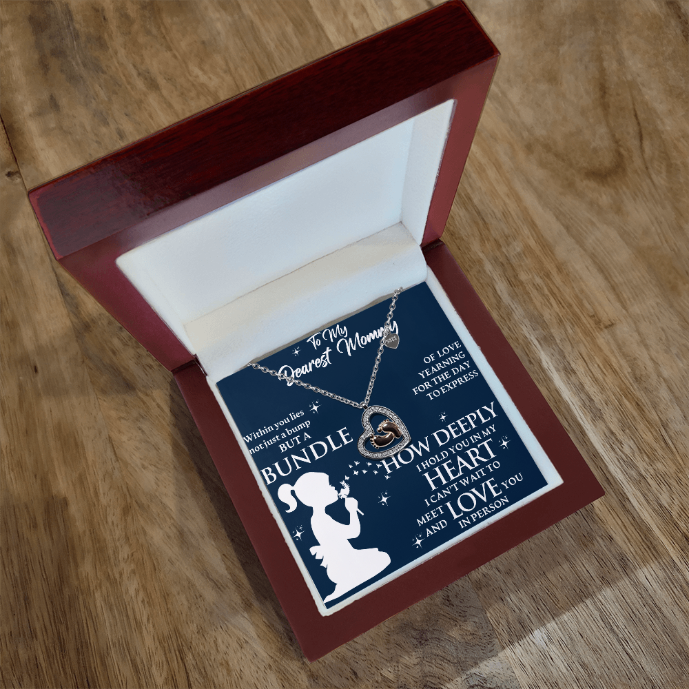 Dearest Mommy To Be Baby Feet Necklace Gift For Mother's Day, Baby Shower or Gender Reveal Day