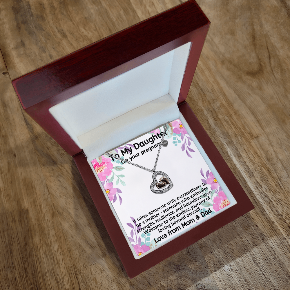 Daughter, It Takes Someone Truly Extraordinary To Be A Mother – Baby Feet Heart Necklace Love From Mom & Dad