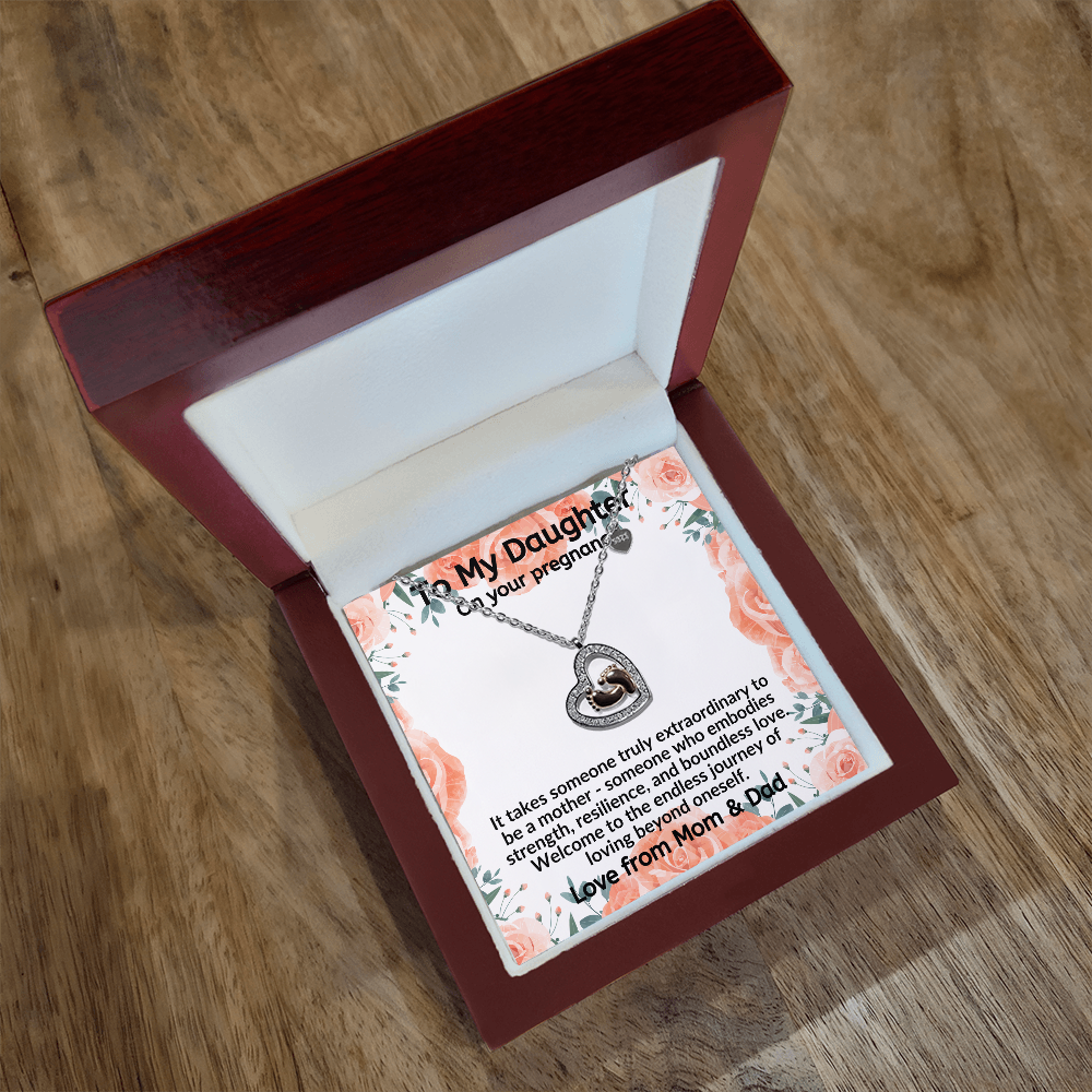 Daughter, It Takes Someone Truly Extraordinary To Be A Mother Baby Feet Heart Necklace From Mom & Dad