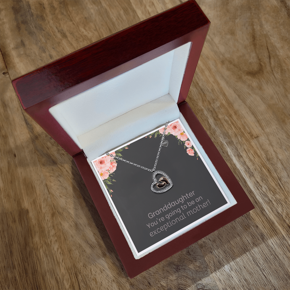 Granddaughter You're Going To Be An Exceptional Mother Baby Feet Heart Necklace