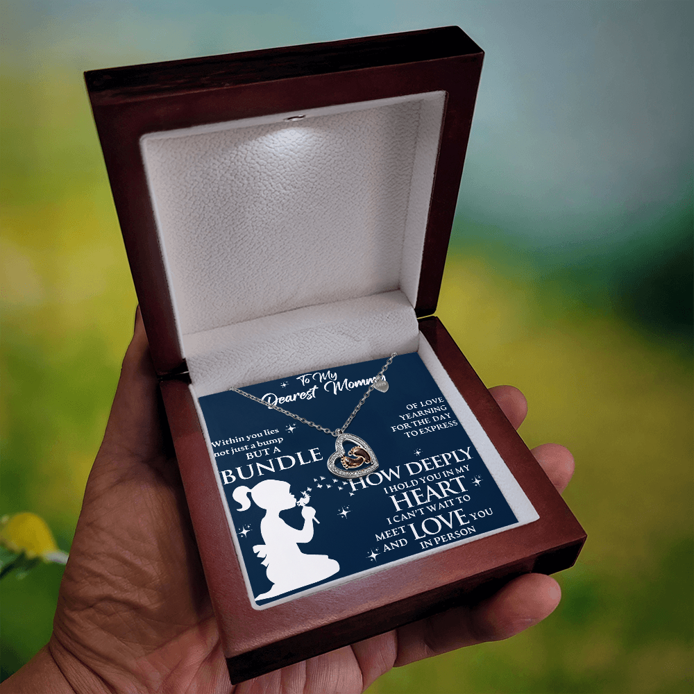 Dearest Mommy To Be Baby Feet Necklace Gift For Mother's Day, Baby Shower or Gender Reveal Day