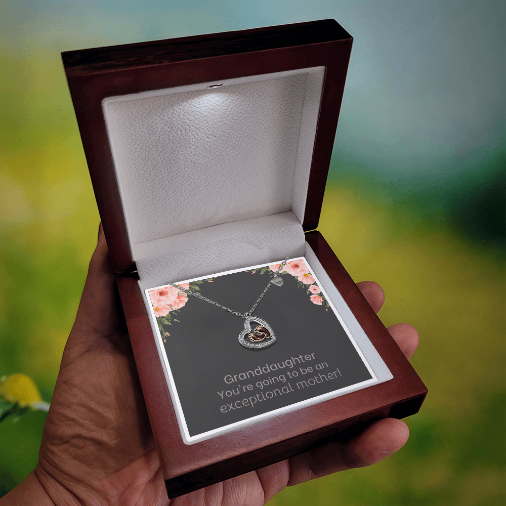 Granddaughter You're Going To Be An Exceptional Mother Baby Feet Heart Necklace