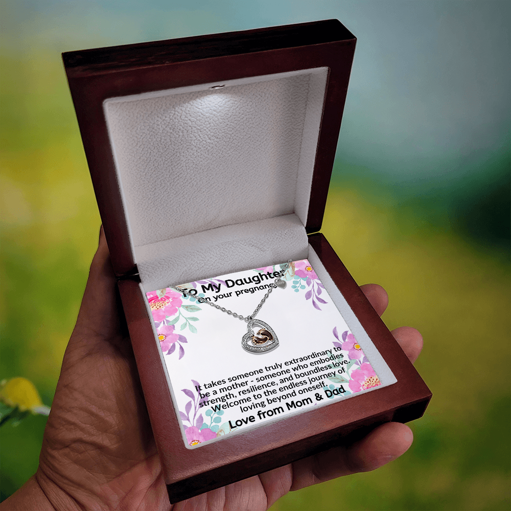 Daughter, It Takes Someone Truly Extraordinary To Be A Mother – Baby Feet Heart Necklace Love From Mom & Dad