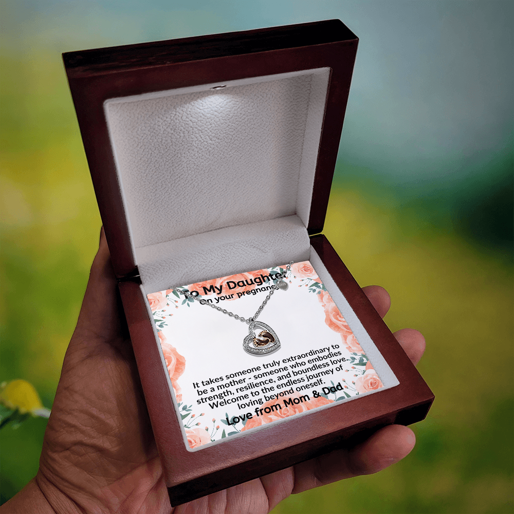 Daughter, It Takes Someone Truly Extraordinary To Be A Mother Baby Feet Heart Necklace From Mom & Dad