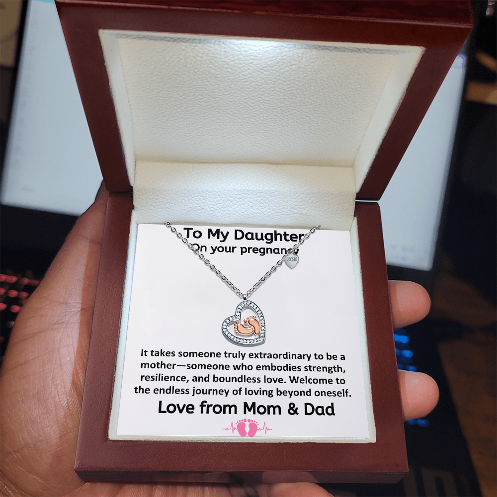 Daughter It Takes Someone Truly Extraordinary To Be A Mother Baby Feet Heart Necklace From Parents