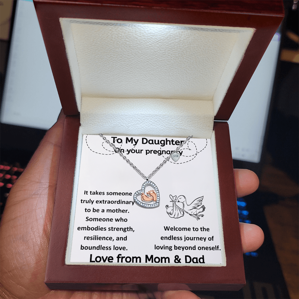 It Takes Someone Truly Extraordinary To Be A Mother Daughter From Parents  Baby Feet Heart Necklace