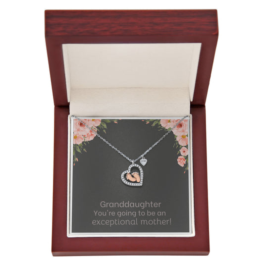 Granddaughter You're Going To Be An Exceptional Mother Baby Feet Heart Necklace