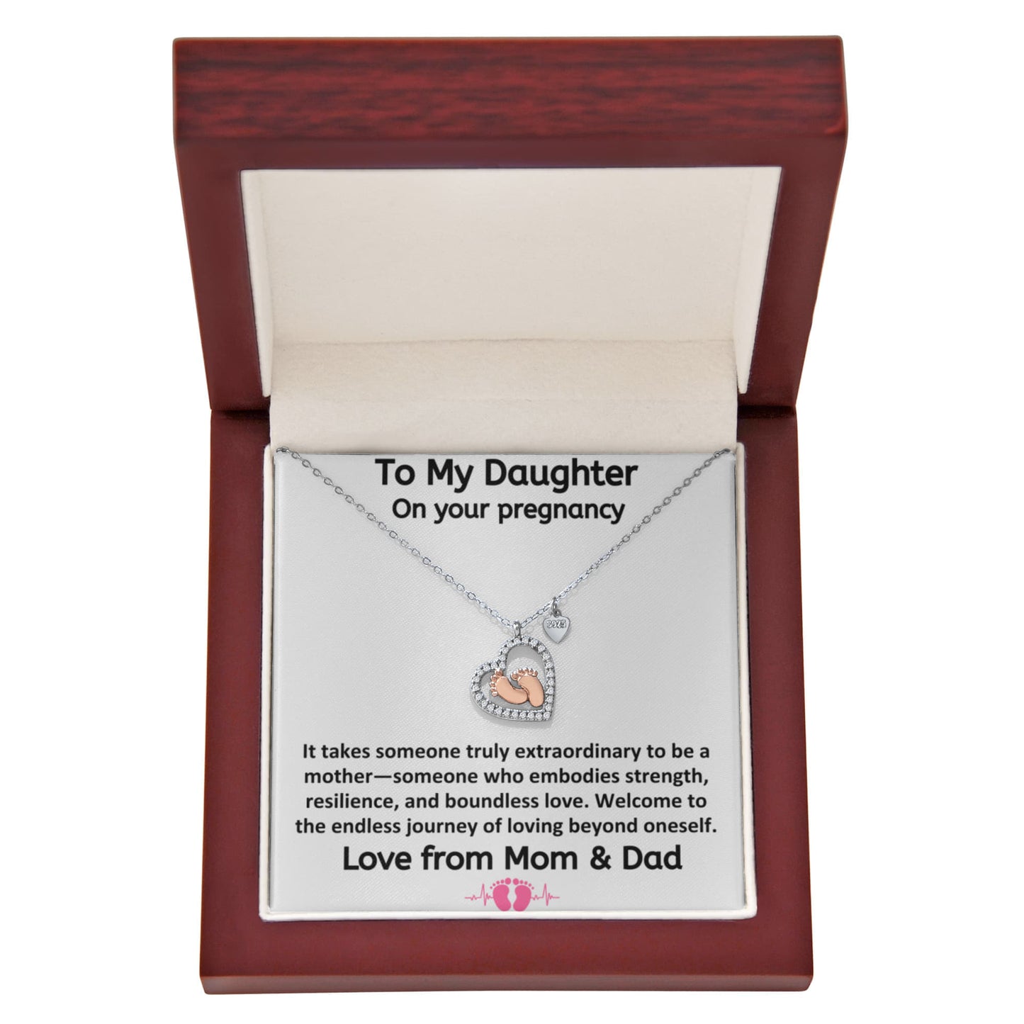 Daughter It Takes Someone Truly Extraordinary To Be A Mother Baby Feet Heart Necklace From Parents