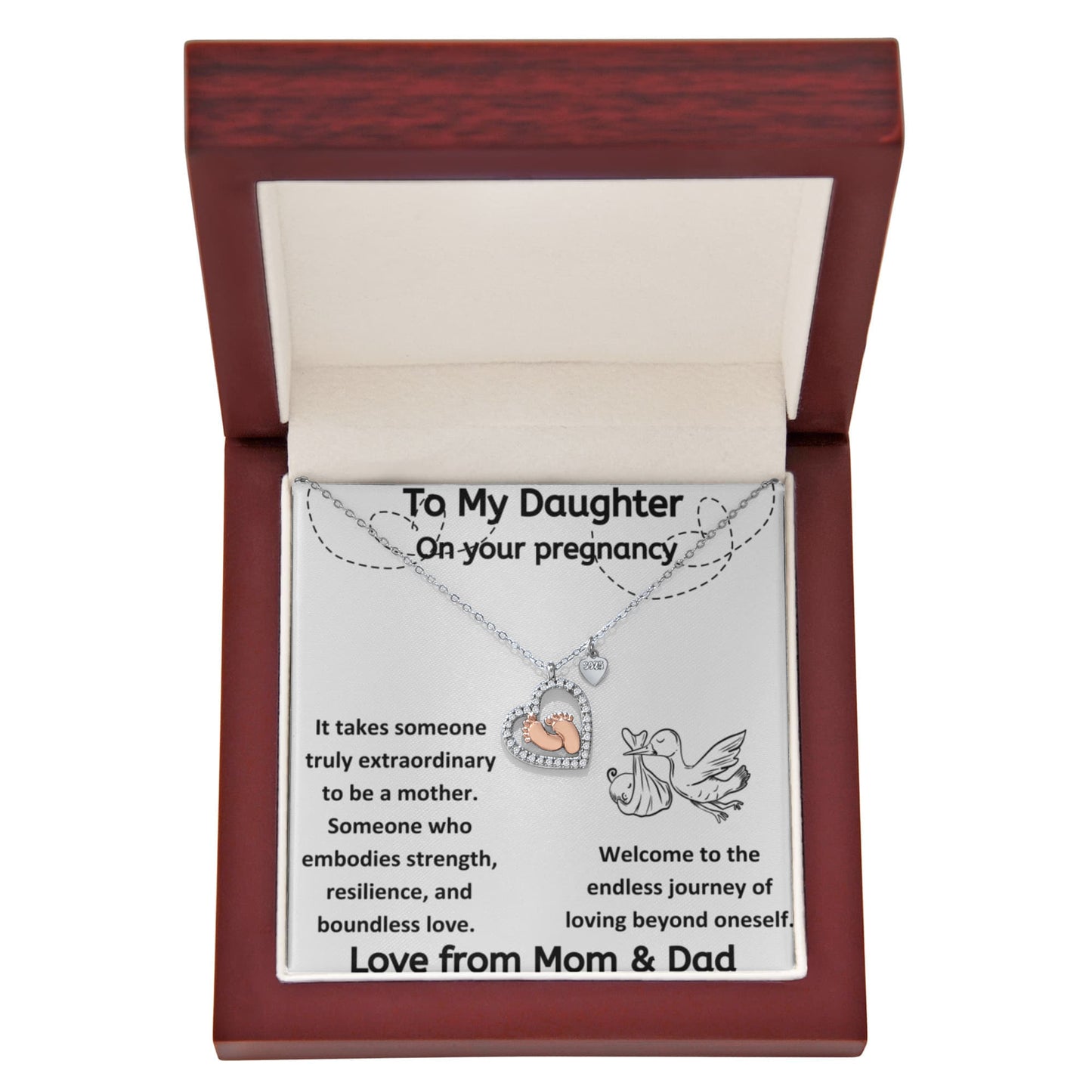 It Takes Someone Truly Extraordinary To Be A Mother Daughter From Parents  Baby Feet Heart Necklace