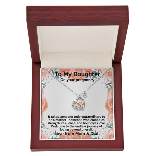 Daughter, It Takes Someone Truly Extraordinary To Be A Mother Baby Feet Heart Necklace From Mom & Dad